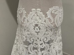 White 4way stretch sequins Embroidery Mesh Lace fabric 50” Width 1 Yard