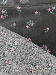Vintage 1988 House N Home Fabrics Black And Floral Pattern 3 Yards 54” Wide B2