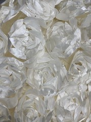 Maci IVORY 3D Floral Polyester Satin Rosette on Mesh Fabric by the Yard – 10057