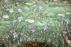 Butterfly garden water pond lily dragonfly fern iris cotton fabric 2.86 yards