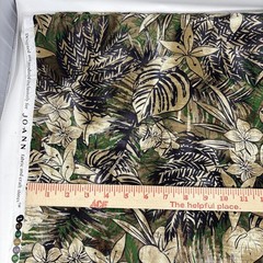 Tropical Fabric 3+ yds Green Beige Brown Island Flowers Leaves Hawaii Joanns