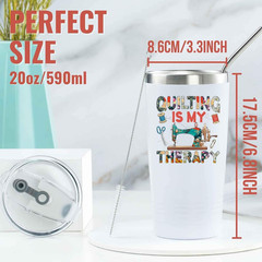 Funny Quilting Gifts for Quilters & Women, 20Oz Stainless Steel Insulated Travel