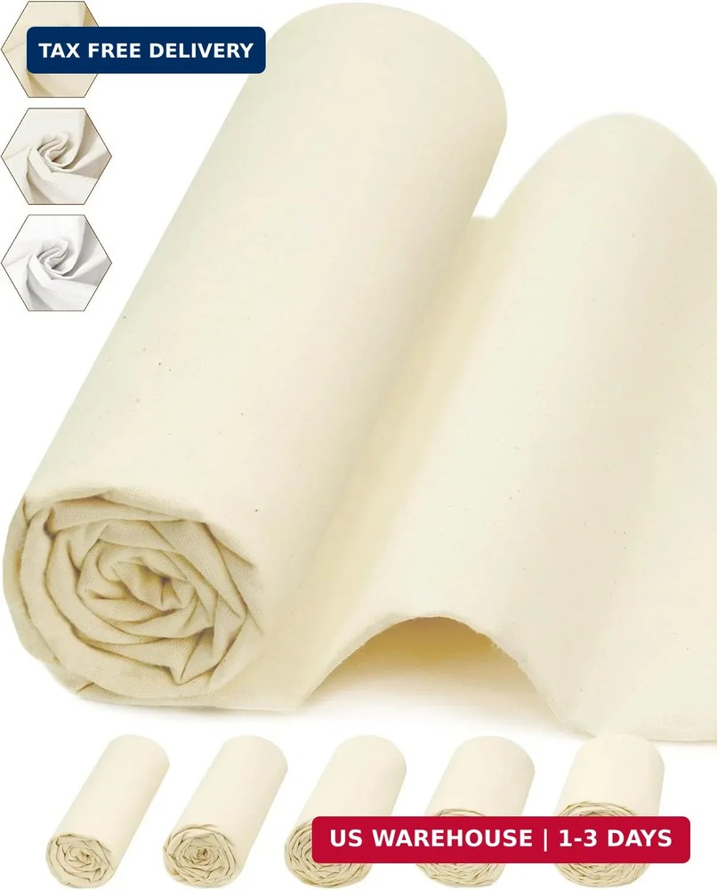 100% Cotton Muslin Fabric by The Yard,63in x 1Yards Unbleached Natural Cotton Ma