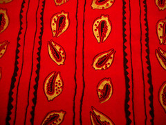 Cotton Fabric By The Yard CLEARANCE Met Gold & Black on Xmas Red Quilting #C