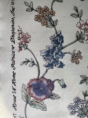 Floral Fabric Printed Polished Cotton Botanical Upholstery Drapery Purple White