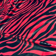 Red Zebra Animal Print 4-Way Stretch Fabric 60″Wide Swimsuit Spandex By The Yard
