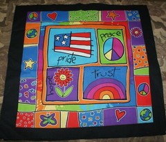 Retro Flower Power Pride Peace Hope Trust US Flag Pillow Fabric Fast Shipping