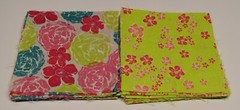 48 – 5″ charm Squares rotary cut cotton Fabric LIME GREEN teal PINK flowers