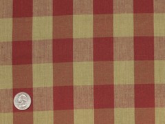 Red And Tea Dye Buffalo Check Cotton Homespun Fabric | Rustic Woven Fabric
