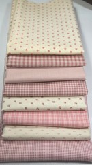 Pink Mauve Tiny Plaid Check Vintage Primitive Calico Quilt Doll Fabric Lot 4 yds