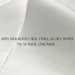 29” Wide 12 Momme Natural Silk Twill Fabric Scarf Lining Material Ivory White