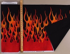 Cotton Fire Flames Blaze Black Border Cotton Fabric Print by the Yard D572.21