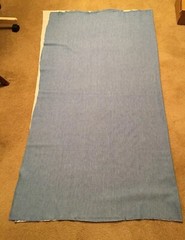 73″ x 64″ Medium Blue Soft Woven Polyester Fabric Remnant with 2 Way Stretch