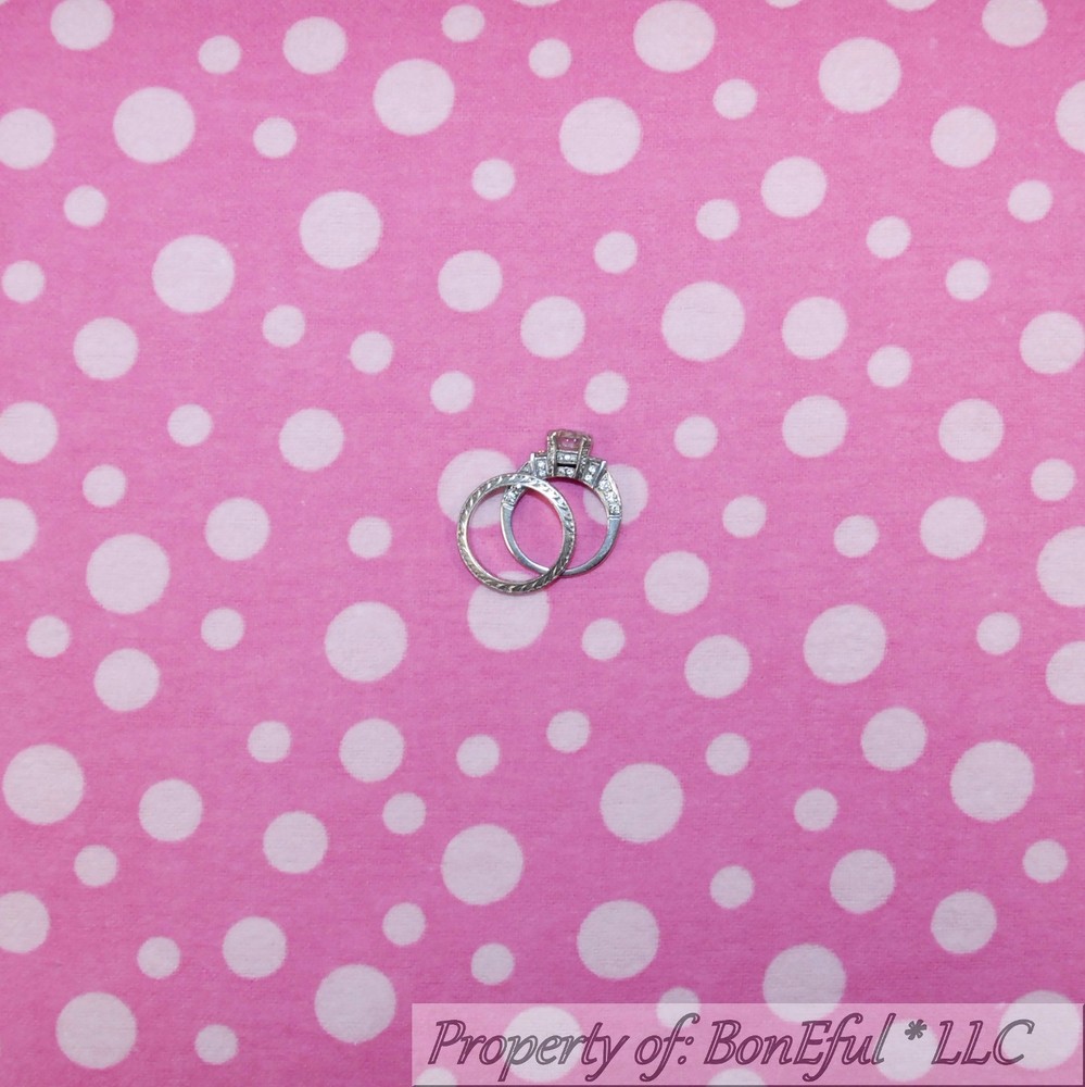 BonEful Fabric FQ Cotton Flannel Pink Light Tone Tonal Print Baby Girl Polka Dot