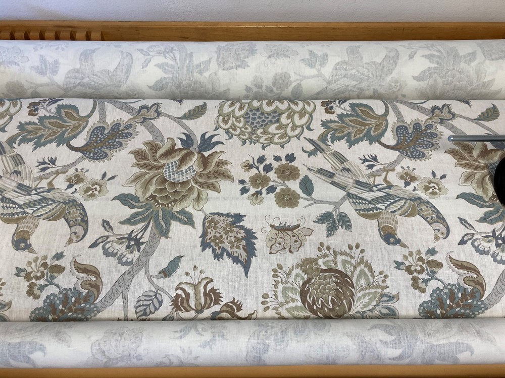 Jacobean Floral Designer Fabric, 100% Linen,7.5oz.,255gsm, BTY, Swatch Available