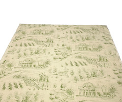 VINTAGE KRAVET MONTICELLO TOILE SAGE GREEN BEIGE EXCLUSIVE FABRIC BY YARD 53.5″W