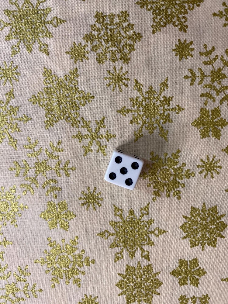 Cream Snowflake gold metallic cotton Christmas Holiday Fabric choice of size