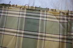 Shiny Plaid Drapery Fabric Remnant. Multicolor / Green 36″ x 250″