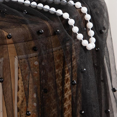 2 Yards Black Pearl Tulle Fabric, 60 Inch Wide | Wrinkle Free, Pearl Mesh Fabric