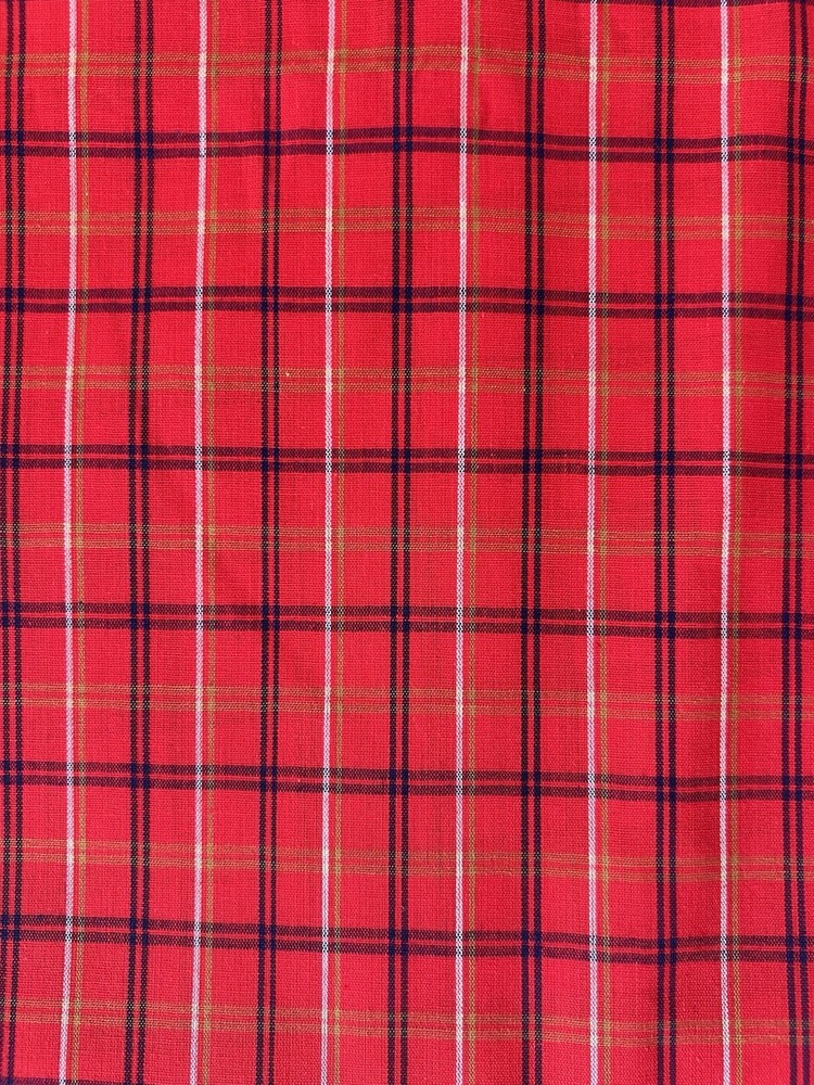 NEW Cotton Blend Fabric Red Checked Never Been Washed 45″W X 2 yd 25″ Long