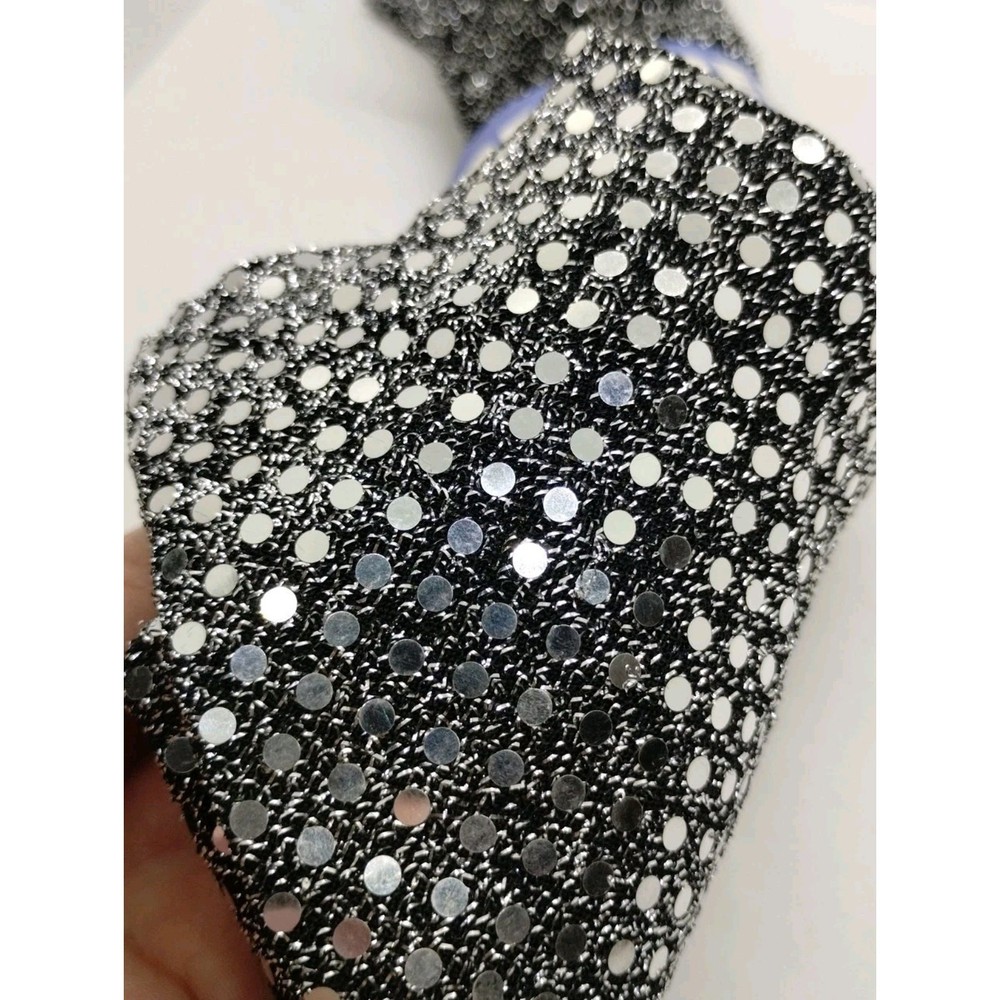 Dark Gray Fabric With Silver And Sequins – 45″ Wide x 27″ Long