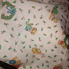 VTG Spring Mills Hallmark Christmas Critters Baby Animals Allover Toss BTFQ