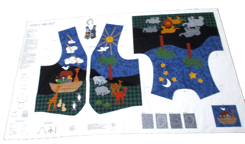Cut & Sew Fabric Panel Noah’s Ark Vest Womens One Size XS/L Dreamspinners