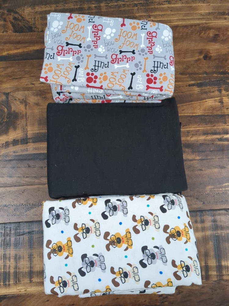 Lot of Dog themed fabric, dog, dog bone, paw print, white, black, gray, 2lb 11oz