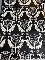 Fabric Lot 3 Yd 54 W Waverly Garden Party “One Wish” Floral Damask Black White
