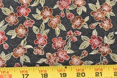By 1/2 Yd, Burgundy Brown & Green Floral on Gray Quilt Cotton, Hi-Fashion, P2898