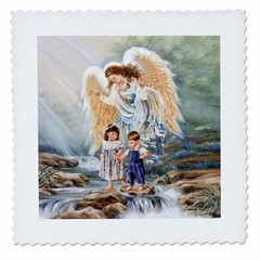 3dRose Guardian Angel – Quilt Square, 12 by 12-Inch (qs_4667_4)