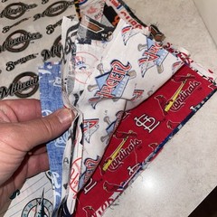 Baseball MLB Fabric (25+) Pc 12×12” (15) pc 33”x12” quilt curtains blanket