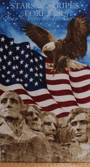 23.5″ X 44″ Panel Mount Rushmore American Flag Eagle Cotton Fabric Panel D371.28