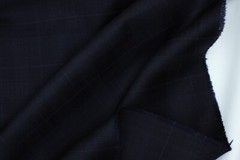 Eredi Pisano 3.4 m premium cold wool Suiting fabric dark blue windowpane check