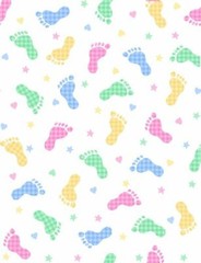 Comfy Flannel Fabric – Nursery Baby Pastel Rainbow Footprint – AE Nathan YARD