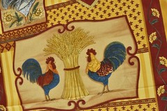 23.5″ x 44″, Gold & Red Rooster Panel, Moda, Deb Strain, P7569