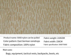 East Germany Raindrop 500D Nylon Cordura High-Strength Waterproof Vest Fabric