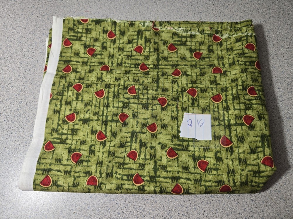 Debbie Mumm Jo-Ann Watermelon Green Backround 2 Yards Fabric