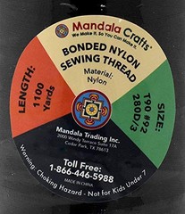 Mandala Crafts Size 92 280D T90 Bonded Nylon #92 280D/3 1100 Yards, Black