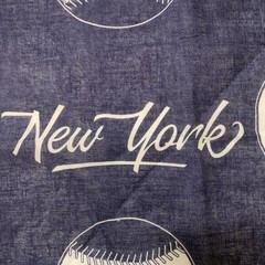 New York Yankees-themed Cotton Fabric Square 21-1/2” Navy & White, Baseball
