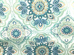 Berkshire Outdoor Medallion Cushion Upholstery Fabric in Teal Beige 1.25 lot