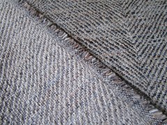 Brunschwig Fils Herringbone SARADA Texture Tan Brown Blue Upholstery Fabric 18+Y