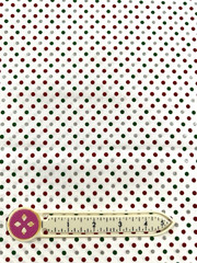 Holiday Cotton Fabric Red, Green & Silver Dots On White HALF YARD