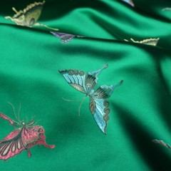 1M Satin Silky Fabric Jasper Cloth Butterfly Pattern Brocade for Cheongsam Dress