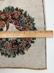 2 Tapestry Pillow Floral Wreath Panels Bow Burgundy 14×14 Throw Pillow