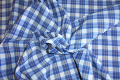 NEW Blue/Beige Plaid polyester cotton fabric cloth material, craft quilts