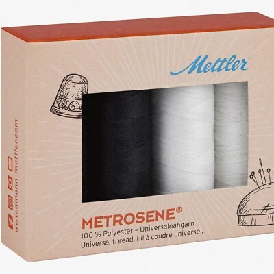 Black and White Polyester Thread Spool Set 4 x 164 yards