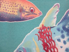 Richloom Solarium TROPICAL FISH Heavyweight Fabric 2 yards x 54 Teal Blue
