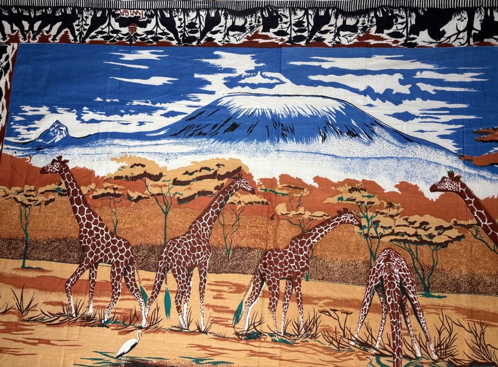 Large Fabric Panel 65″ X 46″ African Giraffes Twigs