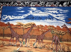 Large Fabric Panel 65″ X 46″ African Giraffes Twigs